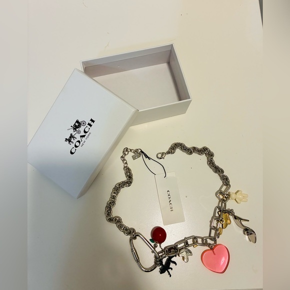Coach Silver Necklace with Colorful Charms new with tag and box,All Products : American Fashion Style Bags On Sale